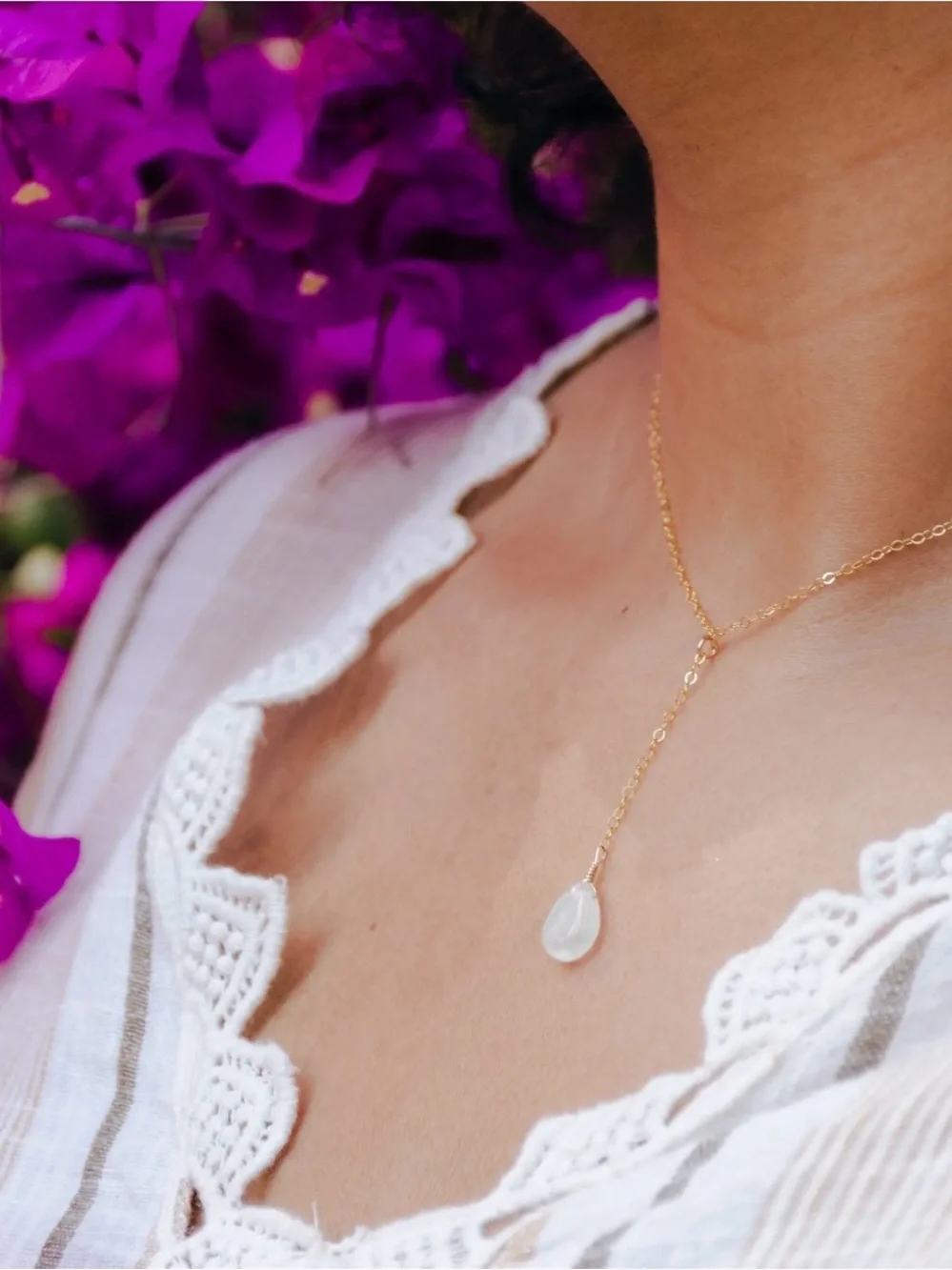 Moonstone Lariat Necklace